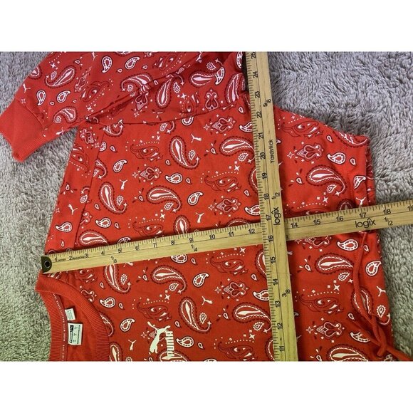 Puma off beat paisley cropped sweatshirt Drawstring Size Small Poppy red - Picture 4 of 10